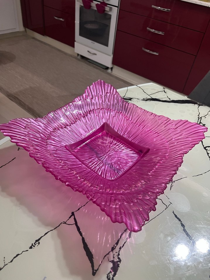 Soyut desenli pembe çağdaş tabak - Görsel 4