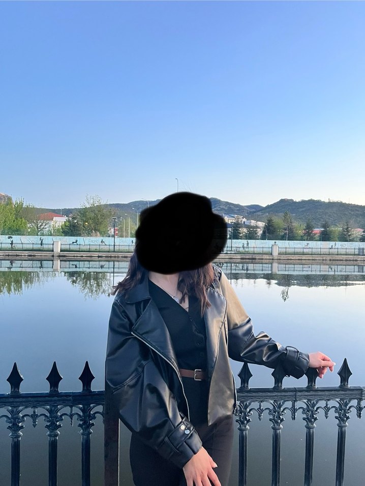 Siyah Kemerli Mini Deri Ceket - Görsel 2