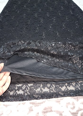 Siyah Şık Dantel Abiye Elbise.SM Beden. - Görsel 6