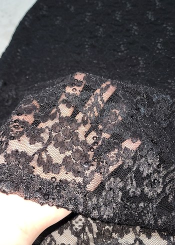 Siyah Şık Dantel Abiye Elbise.SM Beden. - Görsel 5