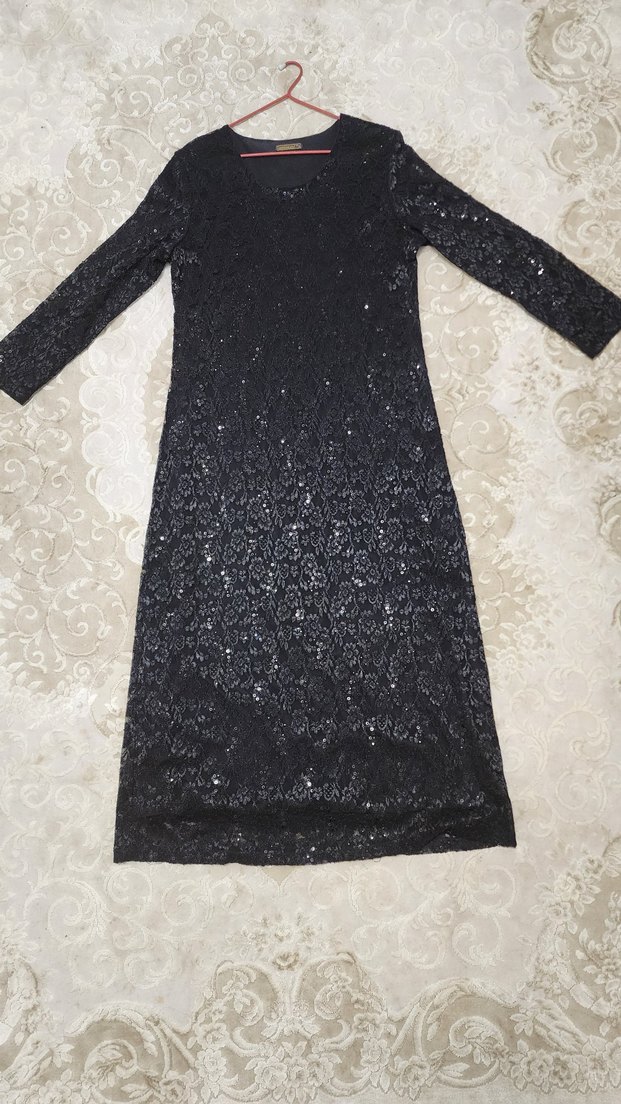 Siyah Şık Dantel Abiye Elbise.SM Beden. - Görsel 4