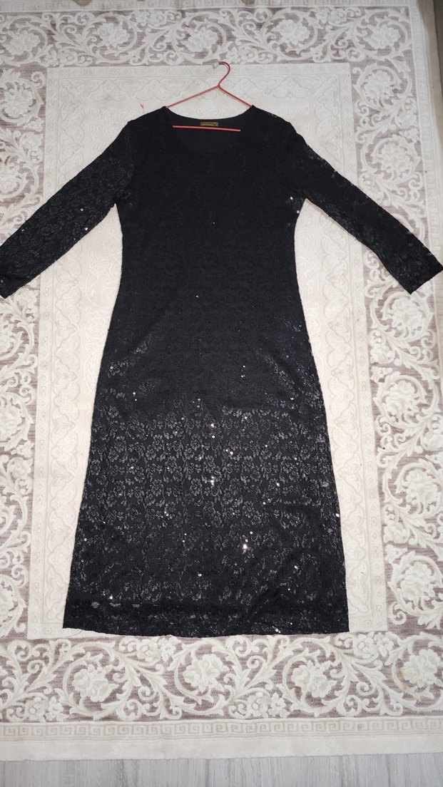 Siyah Şık Dantel Abiye Elbise.SM Beden. - Görsel 2