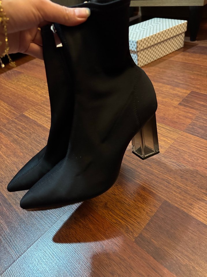 Kadın Siyah Streç Topuklu Bot - Görsel 4