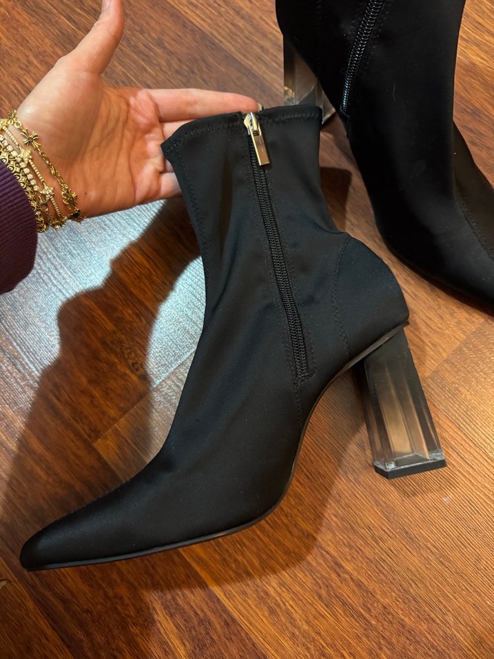 Kadın Siyah Streç Topuklu Bot - Görsel 3