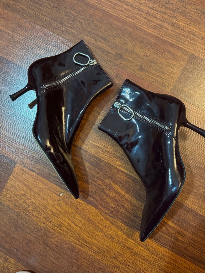 Parlak Deri Stiletto Topuklu Bot - Görsel 5