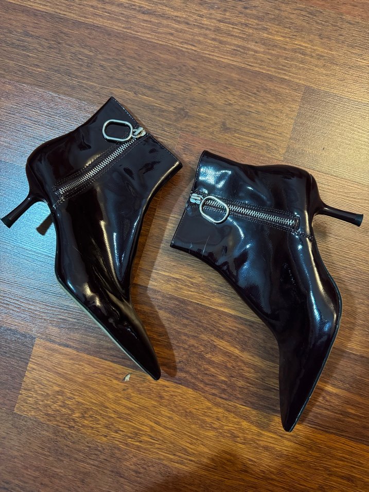 Parlak Deri Stiletto Topuklu Bot - Görsel 4