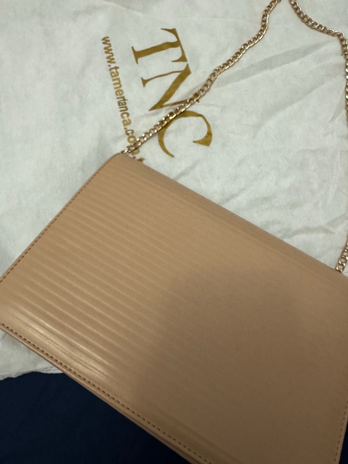 Zincir Detaylı Bej Kadın Çanta - Görsel 5