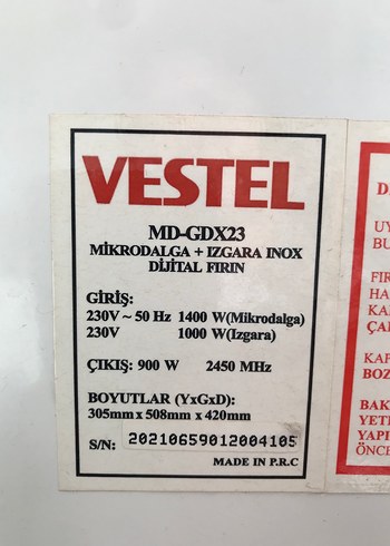 Vestel MD-GDX23 Dijital Mikrodalga Fırın - Görsel 3