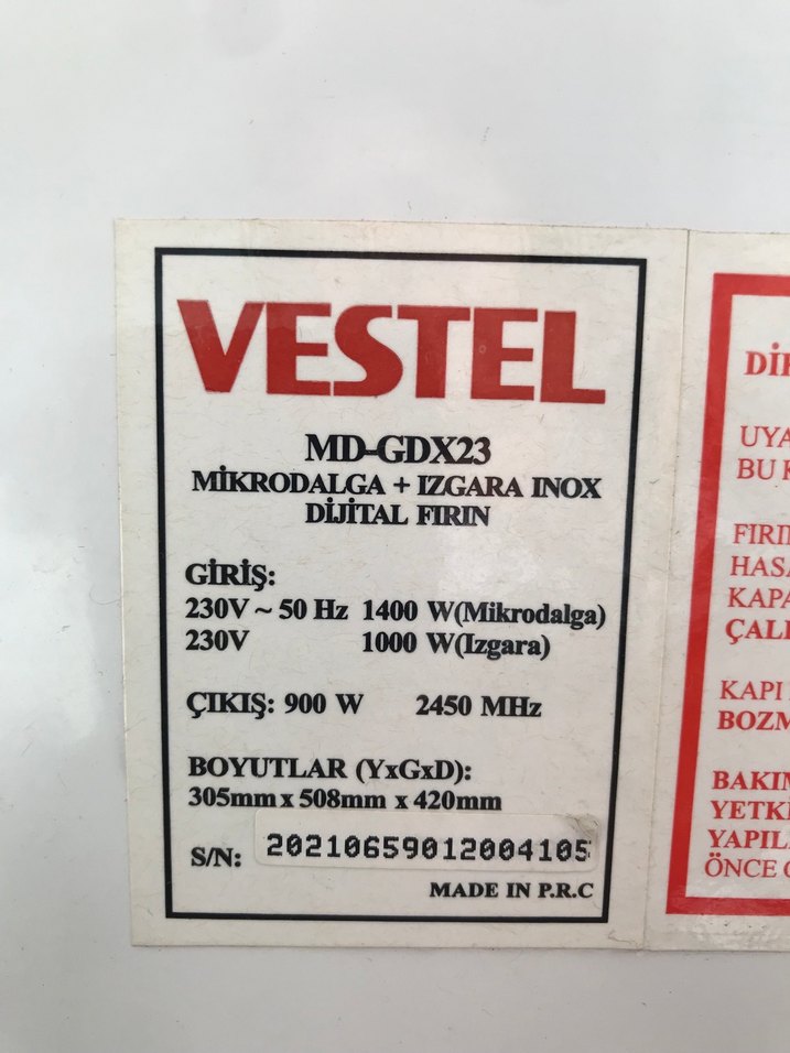 Vestel MD-GDX23 Dijital Mikrodalga Fırın - Görsel 3