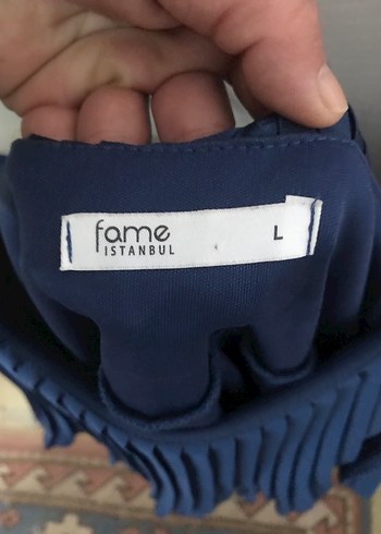 Mavi Pilili Midi Kadın Abiye Bluz - Görsel 4