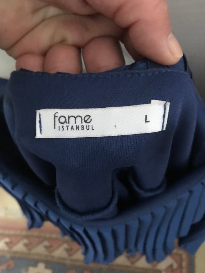 Mavi Pilili Midi Kadın Abiye Bluz - Görsel 4