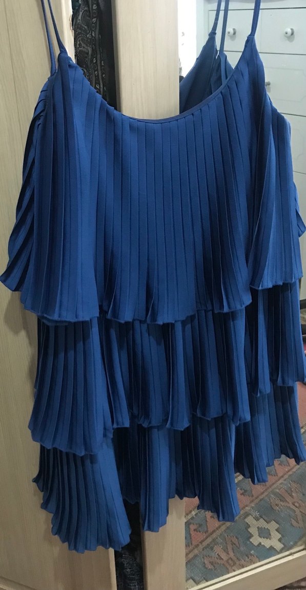 Mavi Pilili Midi Kadın Abiye Bluz - Görsel 2