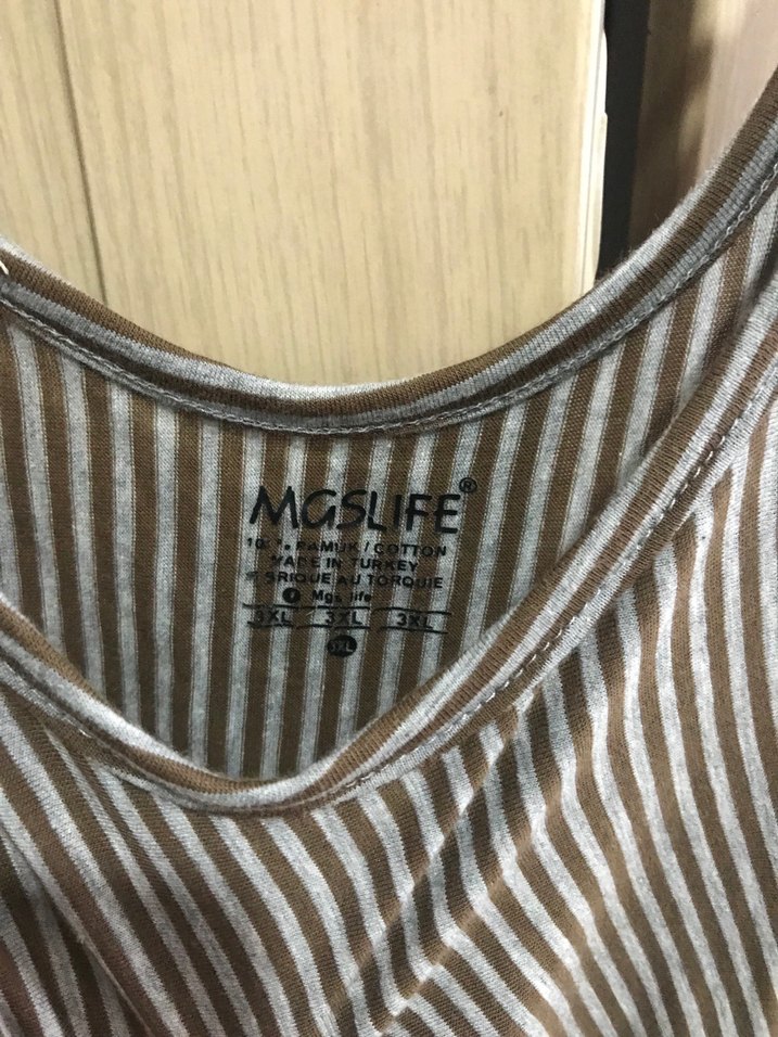 Gri Çizgili, askılı penye elbise - Görsel 2