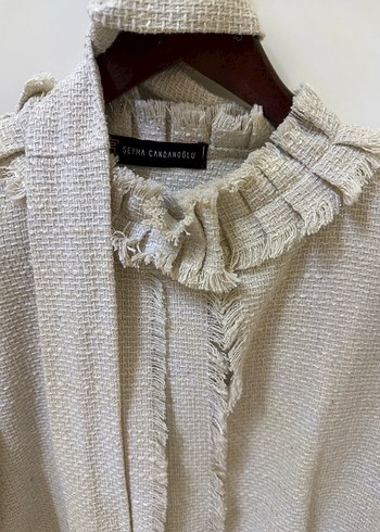 Uzun Kesim Kadın Keten Kaban - Görsel 2