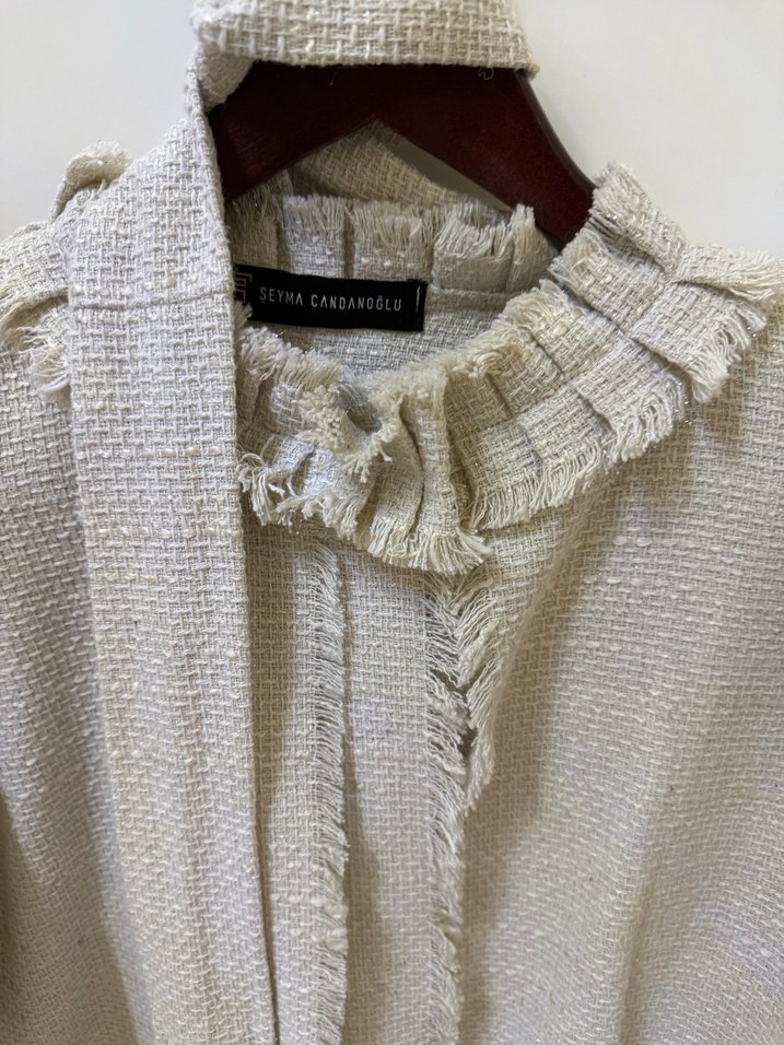 Uzun Kesim Kadın Keten Kaban - Görsel 2