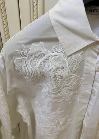 İşlemeli Beyaz Gömlek 3 beden - Görsel 3