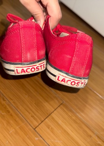 Kadın Kırmızı Bağcıklı Lacoste ayakkabı - Görsel 3