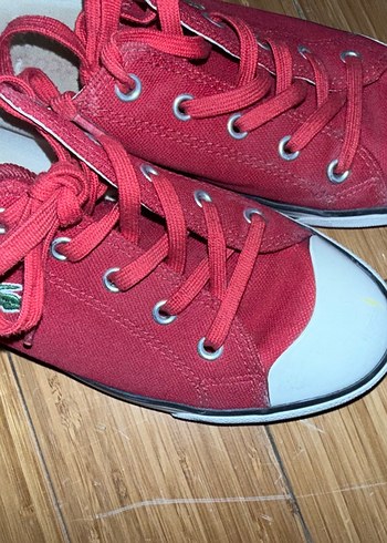Kadın Kırmızı Bağcıklı Lacoste ayakkabı - Görsel 4