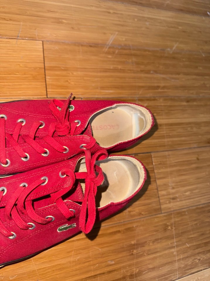 Kadın Kırmızı Bağcıklı Lacoste ayakkabı - Görsel 2