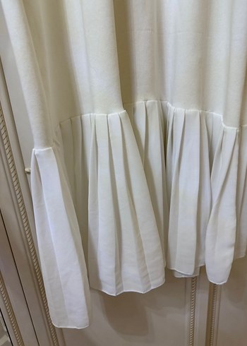 Uzun Kollu Beyaz Pilili Elbise/Tunik - Görsel 3