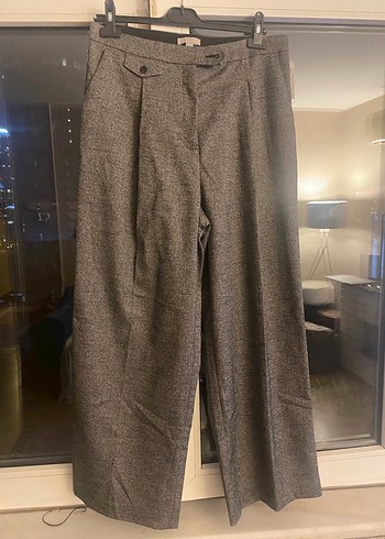 Lastikli yüksek belli kat izli H&M pantolon. - Görsel 2