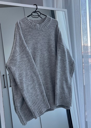 Gri Örgü Kadın Triko Kazak - Görsel 2
