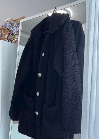 Siyah Düğmeli Midi Kadın Ceket - Görsel 2