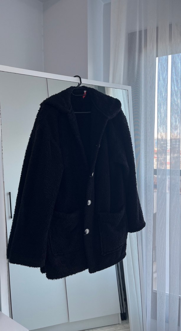 Siyah Düğmeli Midi Kadın Ceket - Görsel 3