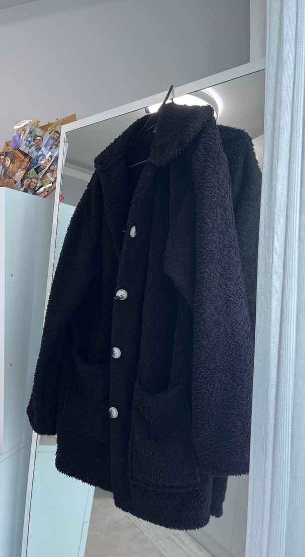 Siyah Düğmeli Midi Kadın Ceket - Görsel 2