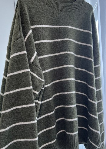 Yeşil Çizgili Örgü Kadın Kazak - Görsel 4