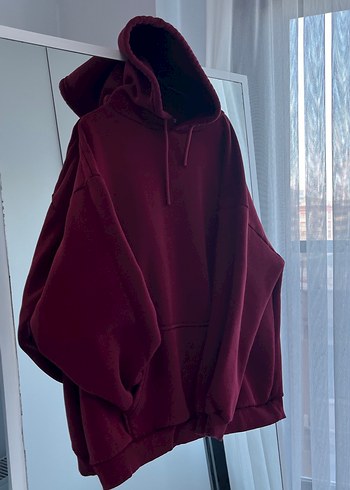 Bordo Kapüşonlu Salaş Sweatshirt - Görsel 4