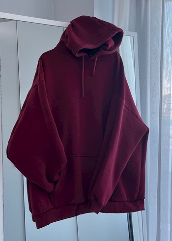 Bordo Kapüşonlu Salaş Sweatshirt - Görsel 3