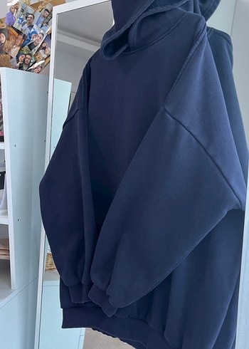 Kadın lacivert Yüksek Yakalı Oversize Sweatshirt - Görsel 3