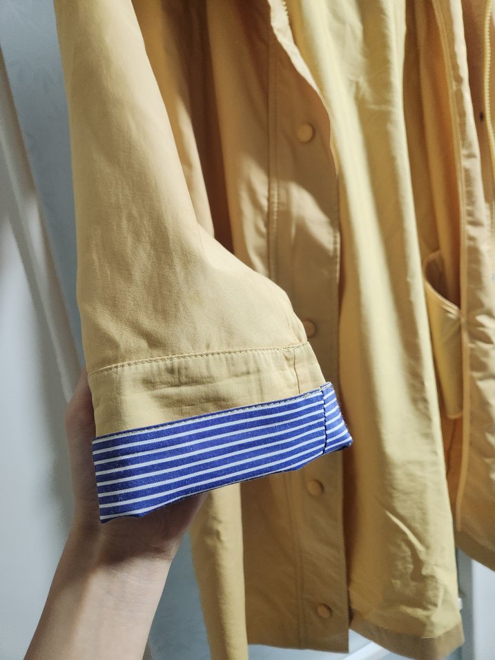 Sarı Midi Boy Düğmeli Kadın Yağmurluk - Görsel 4