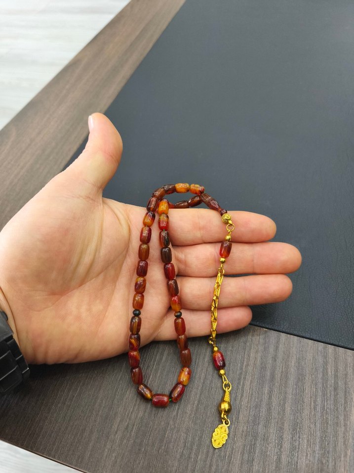 Renkli Erkek Tesbih, Bohem Tarzı, Altın Detaylı - Görsel 5