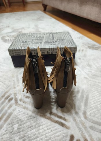 Püsküllü Süet Bej Bohem Stiletto Bot - Görsel 7