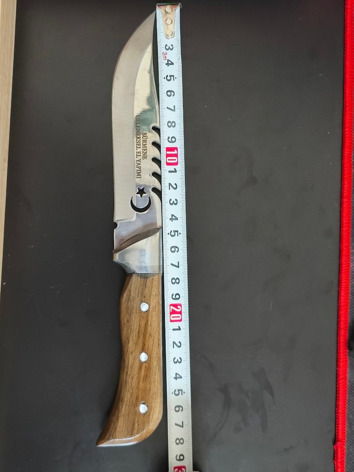 Parlak Bej Saplı Ahşap Bıçak 28 cm - Görsel 2