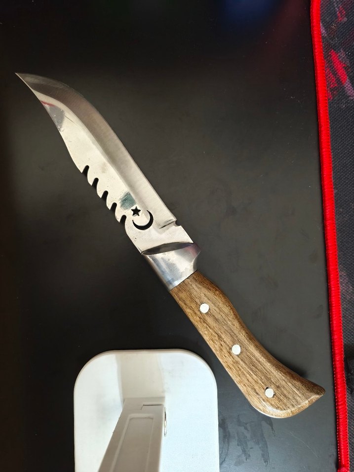 Parlak Bej Saplı Ahşap Bıçak 28 cm - Görsel 4