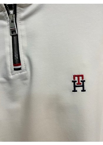 Erkek Beyaz Fermuarlı Yüksek Yakalı Sweatshirt - Görsel 2