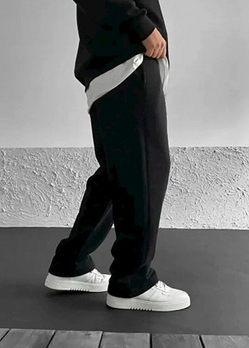 Siyah Rahat Kesim Erkek Eşofman Altı - Görsel 2