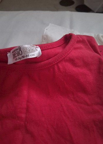 Kız Çocuk Kırmızı Fırfırlı Keten Tişört - Görsel 4