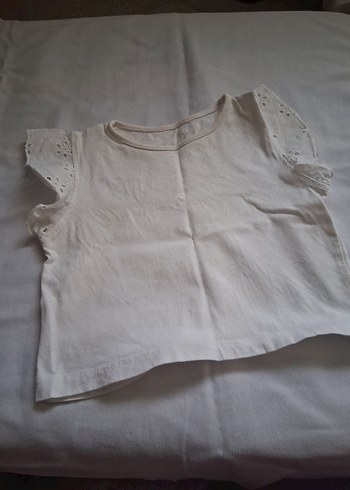 Kız Çocuk Kırmızı Fırfırlı Keten Tişört - Görsel 2