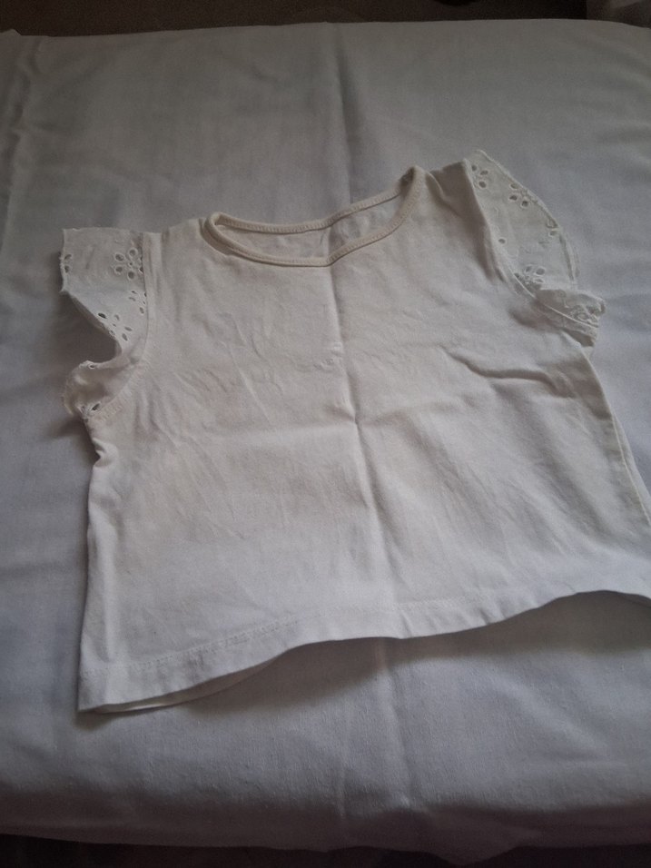 Kız Çocuk Kırmızı Fırfırlı Keten Tişört - Görsel 2