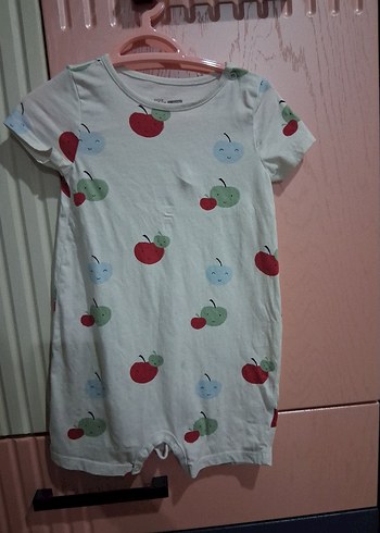 Kız Çocuk Kısa Kollu Pamuklu Baskılı tulum - Görsel 3