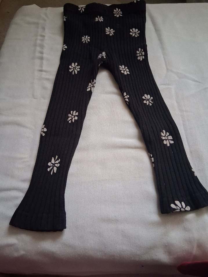 Kız Çocuk Fitilli Desenli ve Düz Tayt Seti - Görsel 3