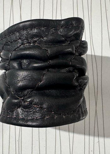 Siyah Deri Kalın Punk Bileklik - Görsel 2