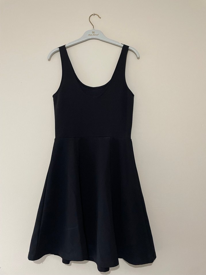 Siyah V Yakalı Mini Kadın Elbise - Görsel 2