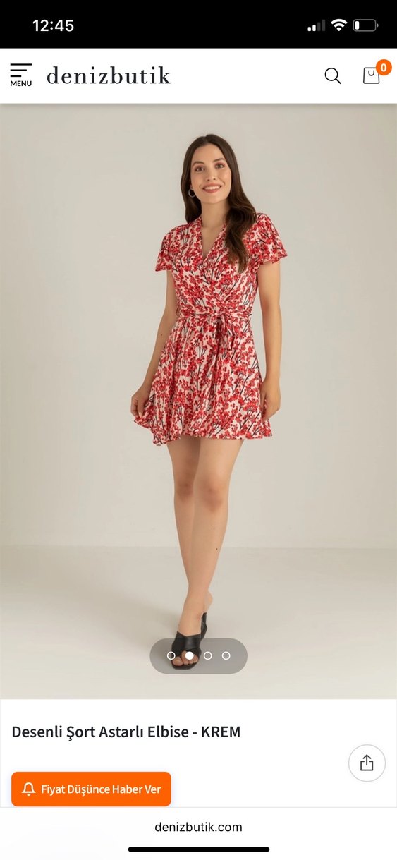 Kırmızı Piliseli V Yaka Şortlu Mini Elbise - Görsel 3