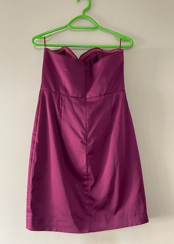 Adil ışık Mor Straplez Drapeli Midi Abiye Elbise - Görsel 2