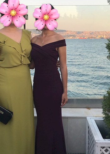 Mor Uzun Drapeli Kadın Abiye Elbise - Görsel 5